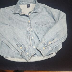 GAP Light Blue Denim Button Down Shirt for Kids